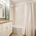 No Sectional Assembly Tension Curtain Rod 42-78 Inch, 1" Diameter Spring Long Adjustable Shower Curtain Rods for Bathroom Windows Closet No Drilling No Rust, White