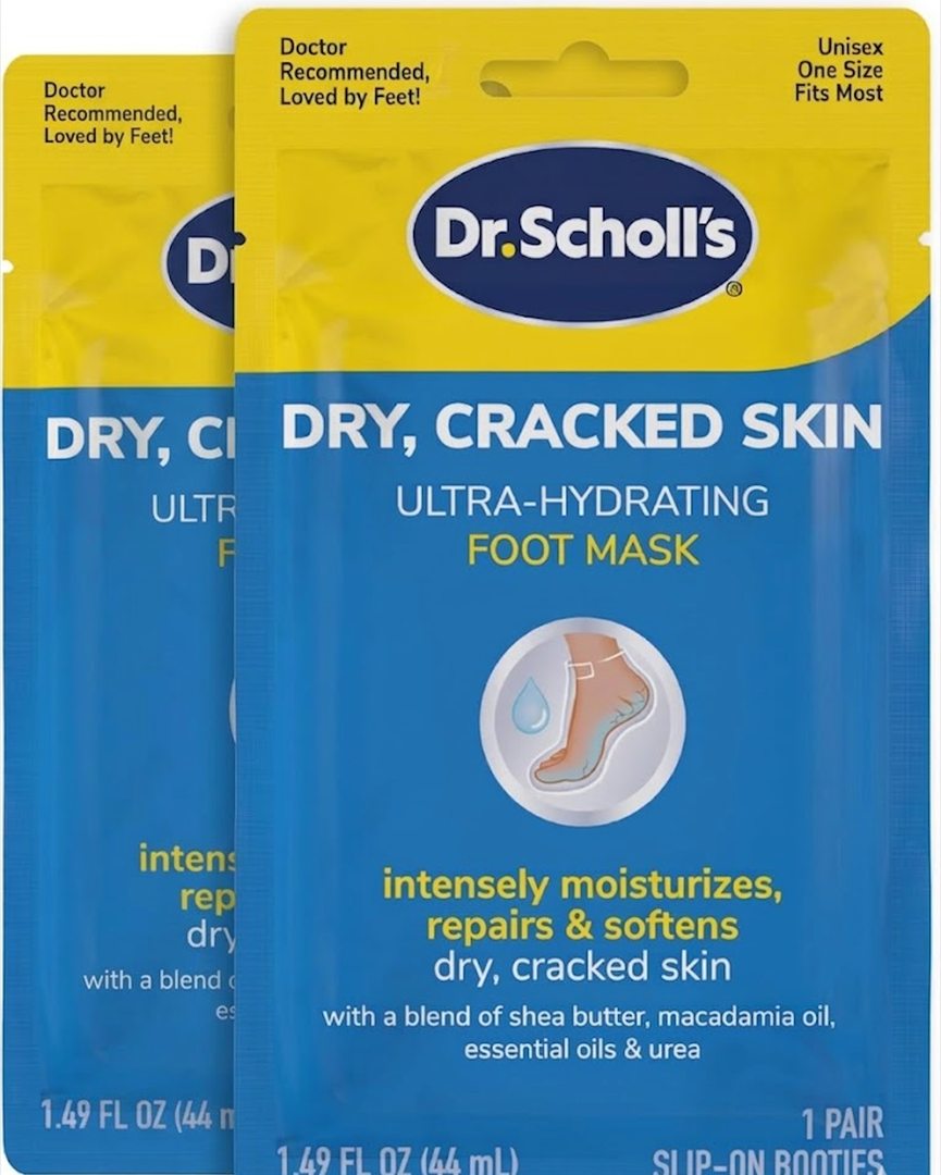Dr. Scholl's Dry, Cracked Skin, Ultra Hydrating Foot Mask, 2 Pairs Moisturizing Socks: Intensely Moisturizes Repairs and Softens Rough Dry Skin with Urea & Essential Oils for Dry Cracked Feet