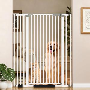 51" Extra Tall Cat Gate for Doorway, 30-41" Wide Auto Close Pet Gate with Extension Kits, No Drilling Pressure Mounted Dog Gate for Stairs, Doorways, Kitchen, Hallway