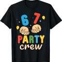 Matching 6 7 Themed Birthday Party Boys Kids Funny 67 Meme T-Shirt (Black, M)