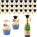 Breling 48 Pcs Mini Graduation Cap Decorations 2026 Black Felt Small Grad Cap with Gold Tassel & Scroll Diploma Decor Hat Cupcake Bottle Toppers Table Centerpieces for Grad Party Supplies
