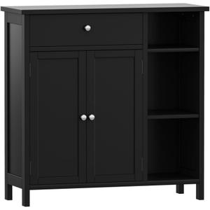 Irontar Bathroom Cabinet with Doors, Bathroom Floor Cabinet with Drawer & Adjustable Shelf, Kitchen Cupboard Storage for Living Room, Entryway, Black