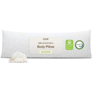 Coop Home Goods Original Adjustable Body Pillow, 20x54 Long Pillow for Back, Shoulder, Hip and Knee Support, Side Sleeper Body Pillows for Adults with Memory Foam & Washable Cover