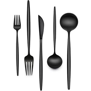 60-Piece 12 Setting Black Silverware, Food-Grade Stainless Steel Flatware Cutlery Set for Home, Office, Restaurant, Hotel