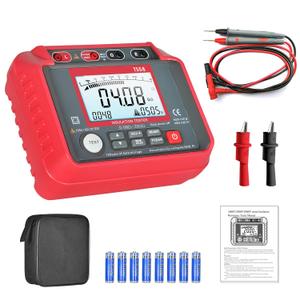 AIOMEST Megohmmeter 0.1M-20G Digital Insulation Resistance Tester with 50V/100V/250V/500V/1000V Output Voltage, Data Logging, 10V~600V AC/DC Voltmeter Megohm Meter w/Test Lead & Zipper Bag (red)