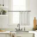 Cafe Curtain 18 Inch Length Pinch Pleat Sheer Linen Farmhouse Tiny Window 1 Single Panel Curtain for Kitchen,24x18 in Long (Natural)