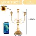 Romadedi Gold 3 Arm 11.8" Candelabra Candle Holders, Set of 6