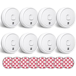 Ecoey Smoke Detector, Smoke Alarm with Advanced Photoelectric Technology, Fire Alarm Smoke Detector with Test Button and Low Battery Reminder, Fire Alarm Used in Bedroom, Home, FJ138, 8 Packs