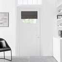 WdFour Blackout Door Curtain for Glass Cover, Small Solid Color Window Covering, Tie Up Shade, Room Darkening Front Door Curtain 24W x 18L Inches, 1 Panel, Dark Gray.