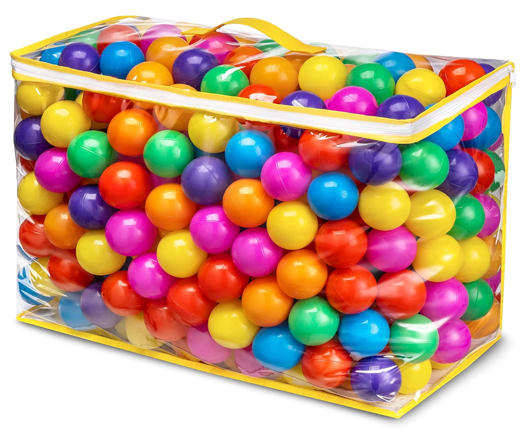 Hovenlay Ball Pit Balls Phthalate Free BPA Free Crush Proof Plastic  7 Bright Colors in Reusable Play Toys for Kids with Storage Bag
