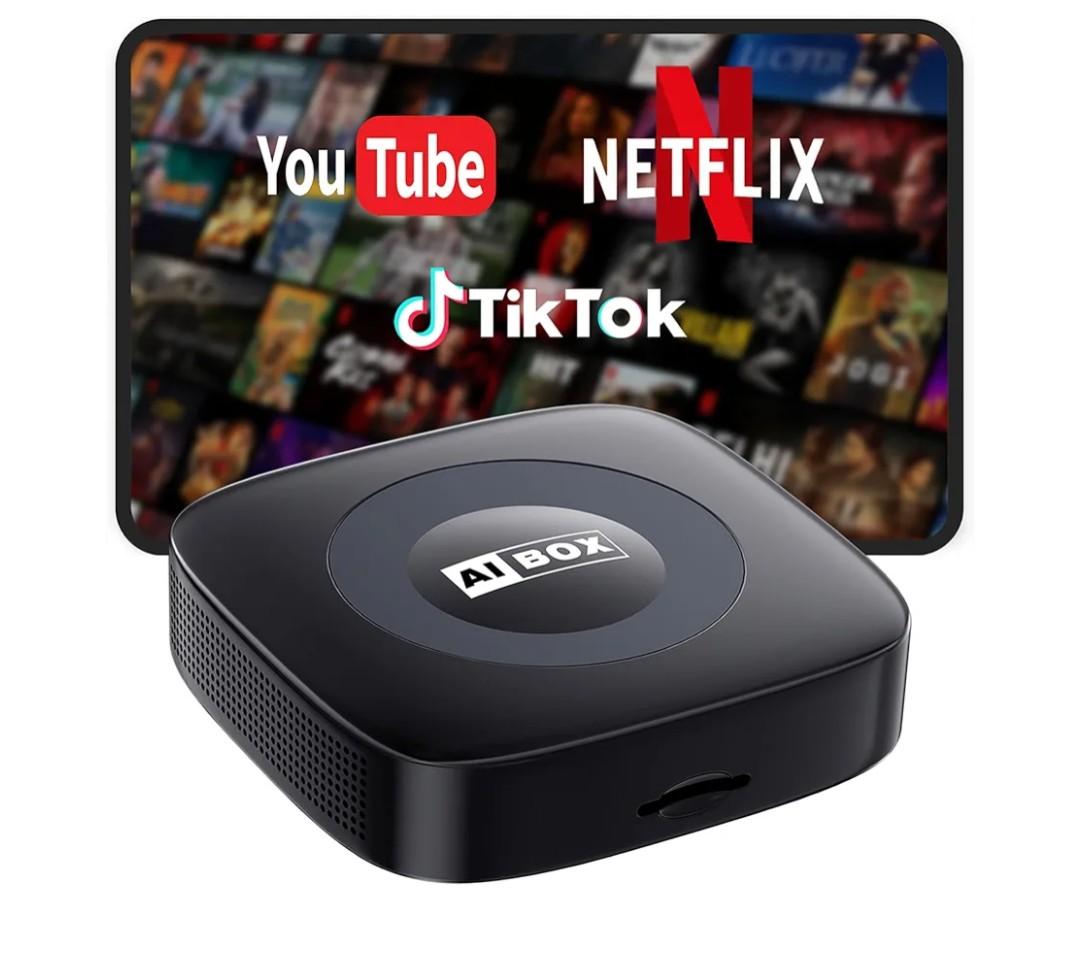 Ai Magic Box for Streaming Netflix/YouTube/TikTok, Wireless CarPlay Adapter Dongle Support TF Card for OEM Wired Car Play & Android Auto Cars