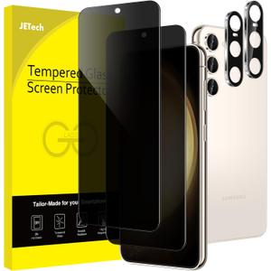 JETech Privacy Screen Protector for Samsung Galaxy S23 5G 6.1-Inch with Camera Lens Protector, Anti-Spy Tempered Glass Film, Fingerprint ID Compatible, 2-Pack Each