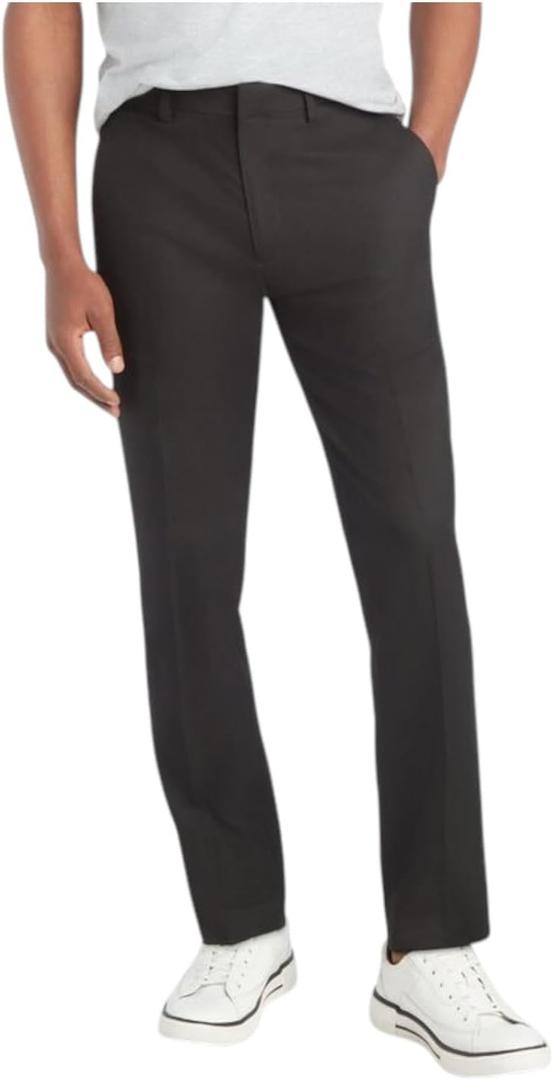 Kenneth Cole Reaction Men Slim fit Dress Pants 34/34 Black Solid Stretch (Black)