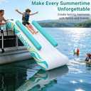 Inflatable Pontoon Waterfall Slide for Adults & Teens, Heavy Duty Boat Waterfall Water Slide with Air Pump, Portable Summer Lake Float Slide for Most Pontoon Boats, Professional Grade Boat Accessory