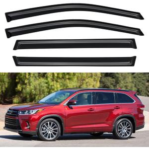 Window Visors Rain Guards for 2014 2015 2016 2017 2018 2019 Toyota Highlander, Out-Channel Window Vent Wind Deflectors Visors Shades for 14-19 Highlander