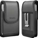 Magnetic Closure Holster for iPhone 17 Air, 17 Pro, 17e, 17, 16e, 16, 16 Pro, 15, 15 Pro, 14, 14 Pro, 13, 13 Pro - Leather Belt Case Pouch with Belt Clip & Loop (Fits Slim/Thin Case Only)