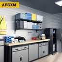 Aecxm 1pack2 Tier 1.3x4ft Garage Shelving Wall Mounted, 260lbs Load Capacity15.6x48inch per Shelf Height Cassette Adjustable Floating Shelves, Black, 2pack-1.3x4ft