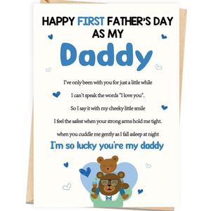 6 x Asmallgf Cute First Fathers Day Card Gifts Decorations for New Daddy from Baby Daughter Son Kids, Heartfelt Message to Dad, Perfect for 1st Father's Day