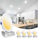 4 Pack LED Recessed Lighting 6 Inch,1800LM 16W=200W, 3000K Ultra-Thin Can Lights with Junction Box, Retrofit Dimmable Recessed Lights, Canless Wafer Downlight - ETL & Energy Star Certified