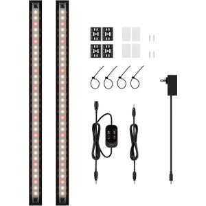 T5 Smart Grow Light for Indoor Plants,3500K Full Spectrum LED Plant Light Strips with 3/9/12H Auto Timer,Stepless Dimming,Modular DesignPlug and Play (Black, 2 Pack)