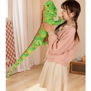 Xshelley Realistic Green Lizard Stuffed Animal Toys, Chameleon Dolls, Reptile Soft Toys Maned Lizards, Wildlife Gifts for Kids (39 inches)