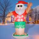 RETRO JUMP 7 Ft Christmas Inflatables Hawaiian Animated Hula Santa Inflatable Shaking Dance Santa Claus Led Lights Christmas Blow up Outdoor Lawn Yard Party Decor
