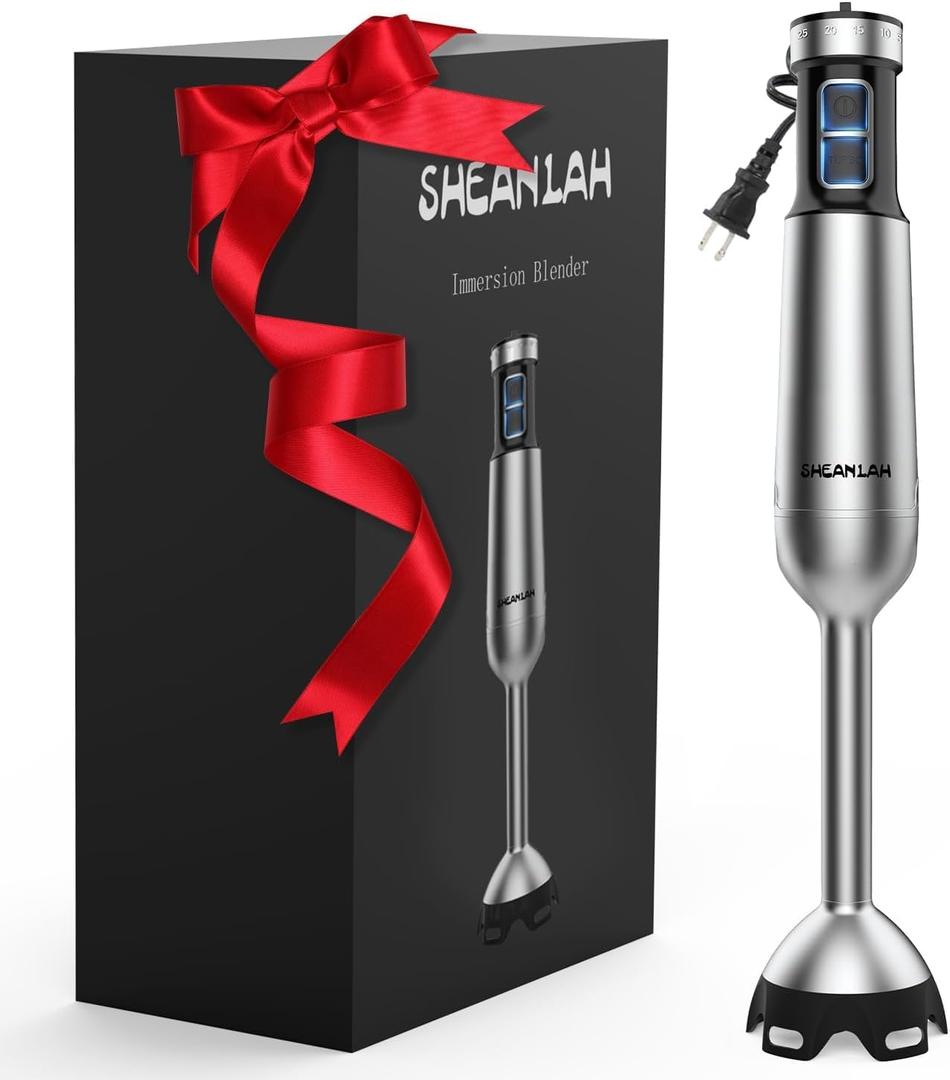 1000W Powerful Immersion Blender handheld, 2025 New Update Hand Blender with 25-Speed, Scratch-Resistant Corded Hand Mixer with Heavy-Duty Copper Brushless Motor and Gift Box (Black)