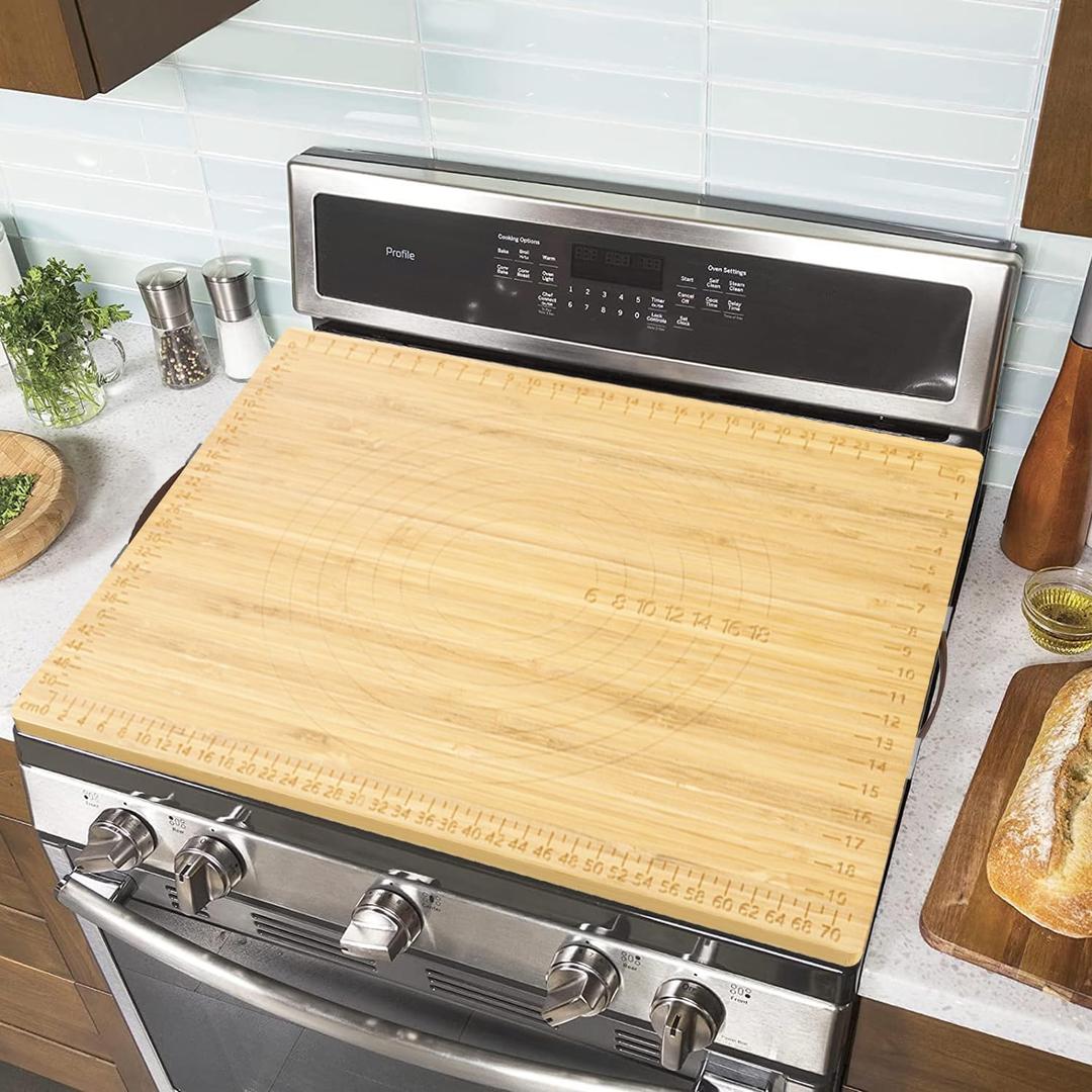 Bamboo Stove Covers for Electric Stove - Noodle Board Stove Top Cover Board For Gas Burner,Wooden RV Stovetop Cover (Full Cover)
