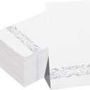 WDF 150Pack Silver Napkins Paper Disposable - 3ply Silver Napkins, Premium Quality Disposable Napkins, Party Napkins Dinner Napkins for Bridal & Baby Shower Wedding Anniversary Birthday Christmas (White and Silver - 150PCS)