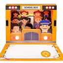 4D Pop Up Welcome Postcards Back To School Card with lights，Back to School Supplies Gifts for Classroom School，First Day of School Gift for Student Classmate Teacher Classroom (school bus card), Pack 2