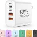 USB C Charger Block, 5 in 1 60W Charging Blocks, PD 3.0 25W Single Max Fast Charger, QC 2A USB Wall Charger for iPhone 16 15 14 13 12 11 Pro Max, iPad, iPod, Samsung, AirPods Pro, Apple Watch Series (White)