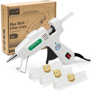 Mini Hot Glue Gun with 30 Glue Sticks, Fast Heating Hot Melt Gun, 20W Glue Gun Kit, Lightweight Craft Gun for DIY, Home Repairs, Kids' School Projects, White (White-new Packaging)