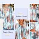 Magritta Women's Dressy Printed Tops Fashion Mesh Long Sleeve Tee Shirt 2025 Fall Trendy Versatile Pintuck Shirt Elegant Crew Neck Tunics Loose Casual Blouses Orange Blue Stripe Large