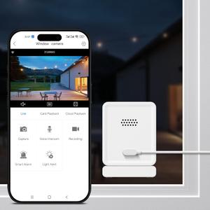 Window Camera, 3MP 2K Home Security Camera for Indoor Glass Monitoring, 2.4GHz & 5GHz WiFi Wireless, AI Color Night Vision, Human & Motion Detection, 24/7 Recording, Easy & Quick Window Mount (1 Pack)