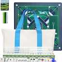American Acrylic Mahjong Set with Golf Themed, 2 Carrying Bags, 4 Acrylic Racks with Pushers, Silent Mat & 3 Dice – Portable American Mahjong Game Set for Adults, Family Game Night & Travel