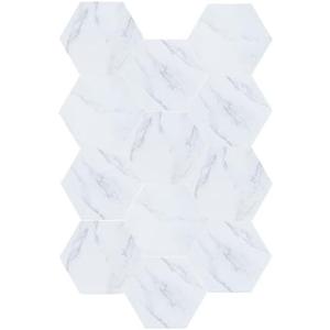Peel and Stick Floor Tile White Marble Look, 10-Pack/6.3 Sqft, Floor Tiles Peel and Stick Waterproof, Self Adhesive and DIY for Kitchen Bathroom Laundry Room