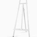 A - Frame Wooden Display Easel - Adjustable Lyre Beechwood Studio Easel Stand Holding Canvas Up to 90", Inclinable Artist Floor Painting Easel for Artwork Painting, White