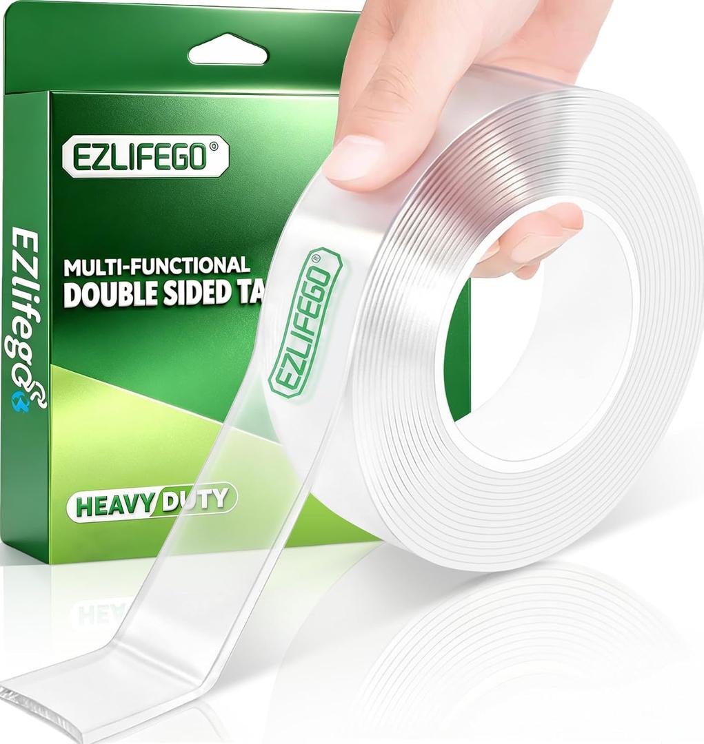 EZlifego Double Sided Tape Heavy Duty, Nano Double Sided Adhesive Tape, Clear Mounting Tape Picture Hanging Adhesive Strips (9.85FT)
