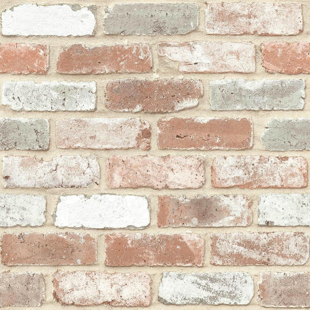 RoomMates Reclaimed Brick Peel and Stick Wallpaper, RMK12194PL, 216"L x 20.5"W