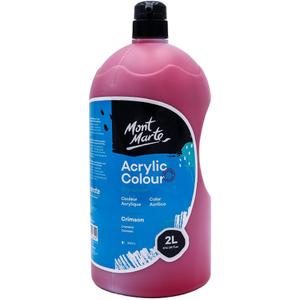Mont Marte Discovery School Acrylic, Crimson, 1/2 Gallon (2 Liter). Ideal for Students and Artists. Excellent Coverage and Fast Drying. Pump Lid Included.