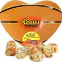 Valentine's Hershey's Heart Shaped Tin, Basketball Themed Container Filled with Miniature Reese Peanut Butter Cups, Gift Basket, Part Favors, & More, 3.7 Ounces BBD: 01AUG26