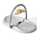 Wipe-Clean Baby Changing Pad, Waterproof Durable PU Pad, Soft & Non-Slip Safety Belt & Hanging Toys, Easy to Adjust & Removable Bar, Gray