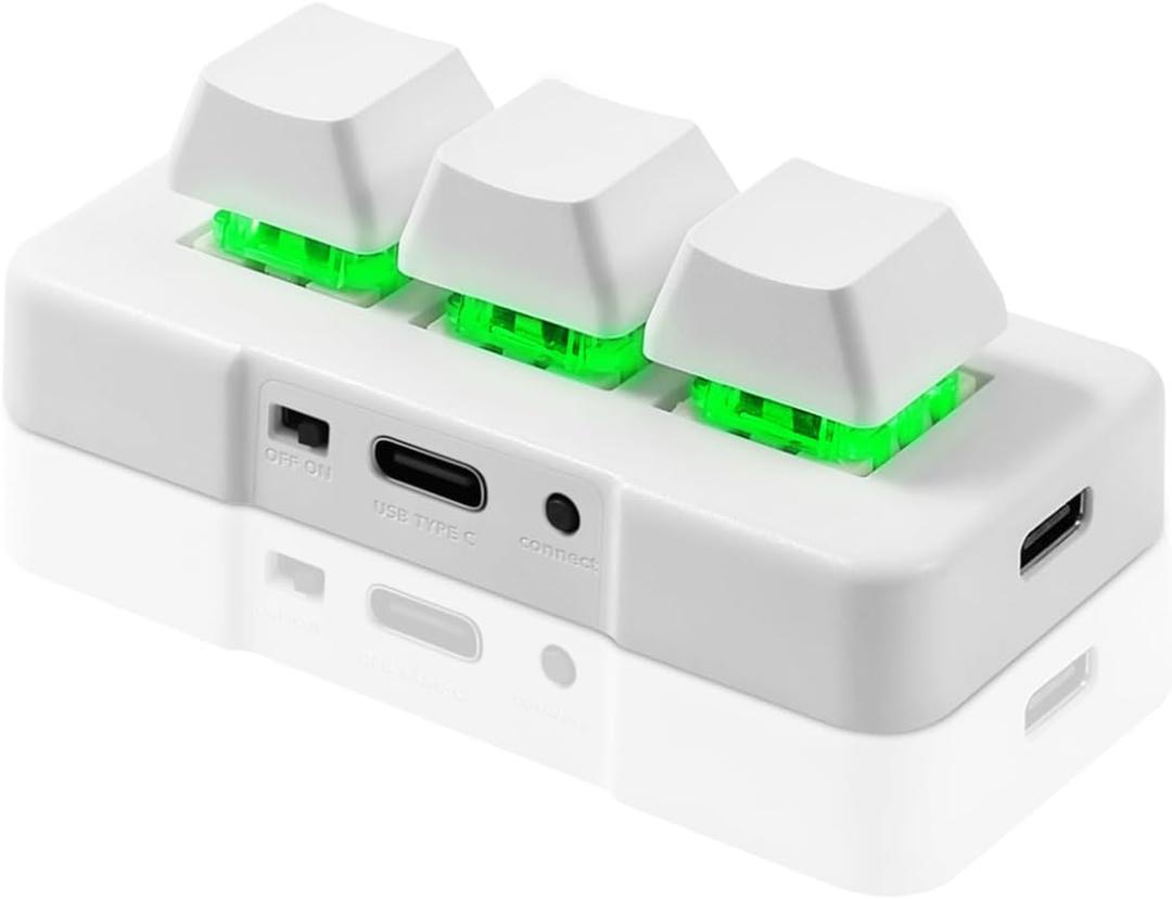 3-Key Mini Keypad 2.4G Wireless USB 2 in 1 Mechanical Gaming Keyboard Hot Key Customized Program with RGB Led for Gaming OSU Office Work