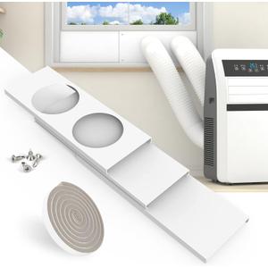 Dual Hose Portable Air Conditioner Window Seal Kit, 5" Diameter Adjustable Window Vent Kit with Foam Seal Strip for Sliding and Hung Windows