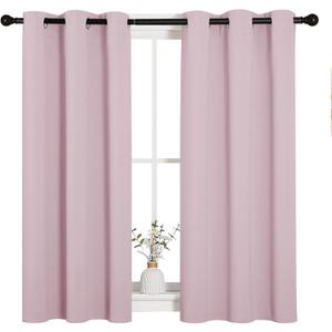 NICETOWN Room Darkening Curtain Panels for Girls Room, Nursery Essential Thermal Insulated Grommet Drapes for Small Window (Baby Pink, 2 PCs, 34 x 45 inch) (34"W x 45"L (Pack of 2), Baby Pink)