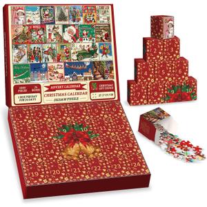 Christmas Advent Calendar Puzzle 1000 Piece for Adult, Christmas Countdown Calendar Jigsaw Puzzle, Holiday Santa Puzzle for Adult 1000 Piece
