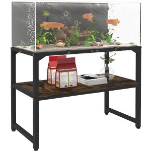 30 Gallon Rimless Fish Tank Stand with Shelf for Storage, 2 Tiers Metal Aquarium Stand, Breeder Tank Turtle Reptile Terrariums Stand Rack for Home Office, 30" L x 12" W x 20.5" H, Black