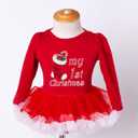 4Pcs Newborn Baby Girls Christmas Outfit Headband Romper Tutu Dress Leg Warmer Set for Baby Girl 0~24 Months (Red, XL)