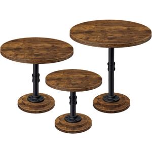 Cake Stand Rustic Industrial Wood Round Cupcake Stands Cake Stand Set of 3 Dessert Table Display Set Serving Tray Decoration for Birthday Celebration Party Baby Shower