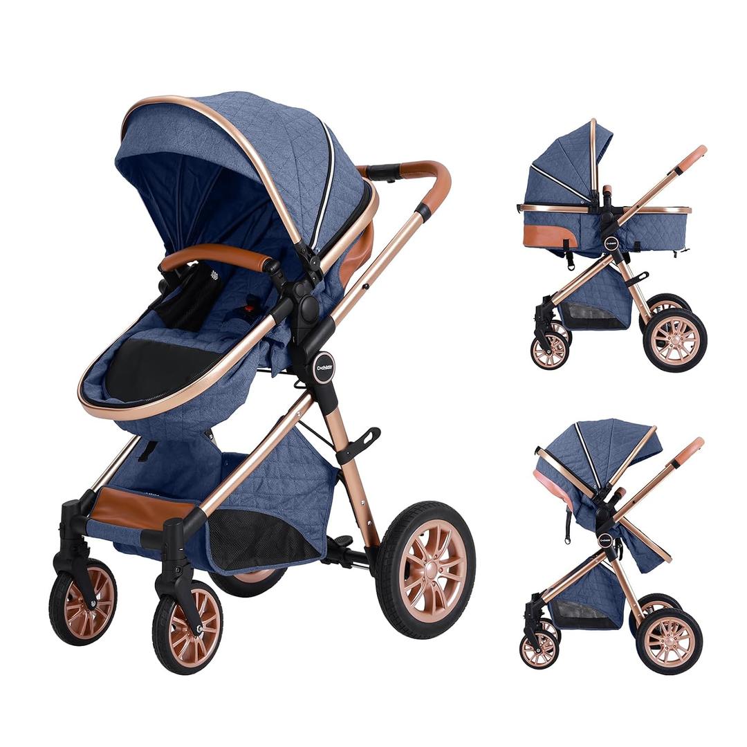Cochildor DuraFlex 2 in 1 Baby Stroller, Foldable Travel Stroller, Blue